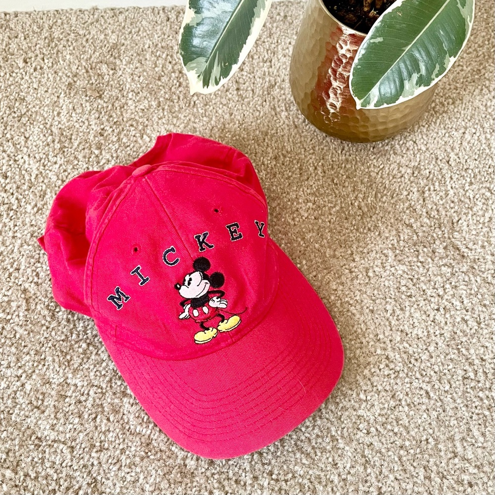 Disney Mickey Embroidered Red Vintage Style Dad Ball Cap Hat